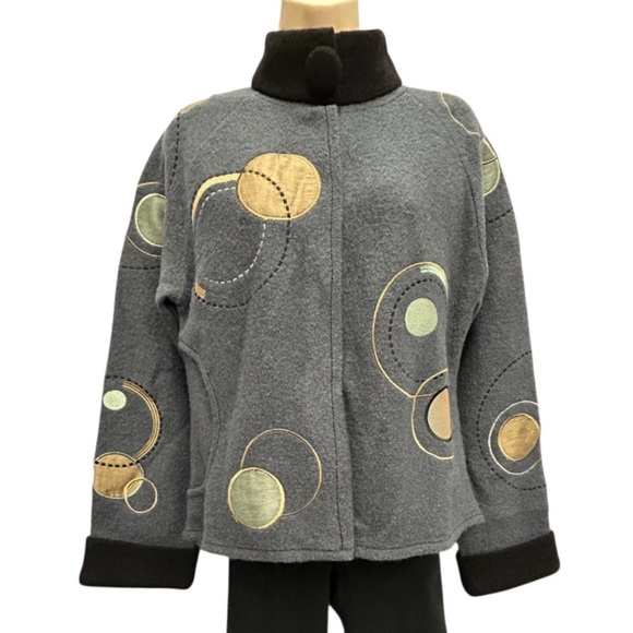 Covelo Sweaters - CoVelo Sweater Jacket Women Medium Blue Art to Wear Cardigan Art Teacher